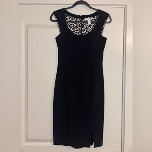 Black Sleeveless Dress with Leopard Lining